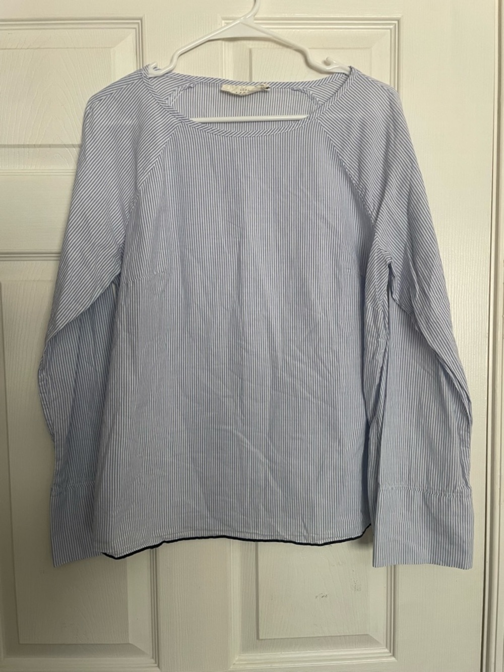 H&M Light Blue and White Striped Blouse 100% Cotton size S/M